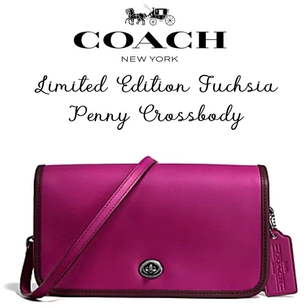 COACH 75TH ANNIVERSARY PENNY CROSSBODY GLOVETANNED LEATHER F57460 FUCHSIA BAG